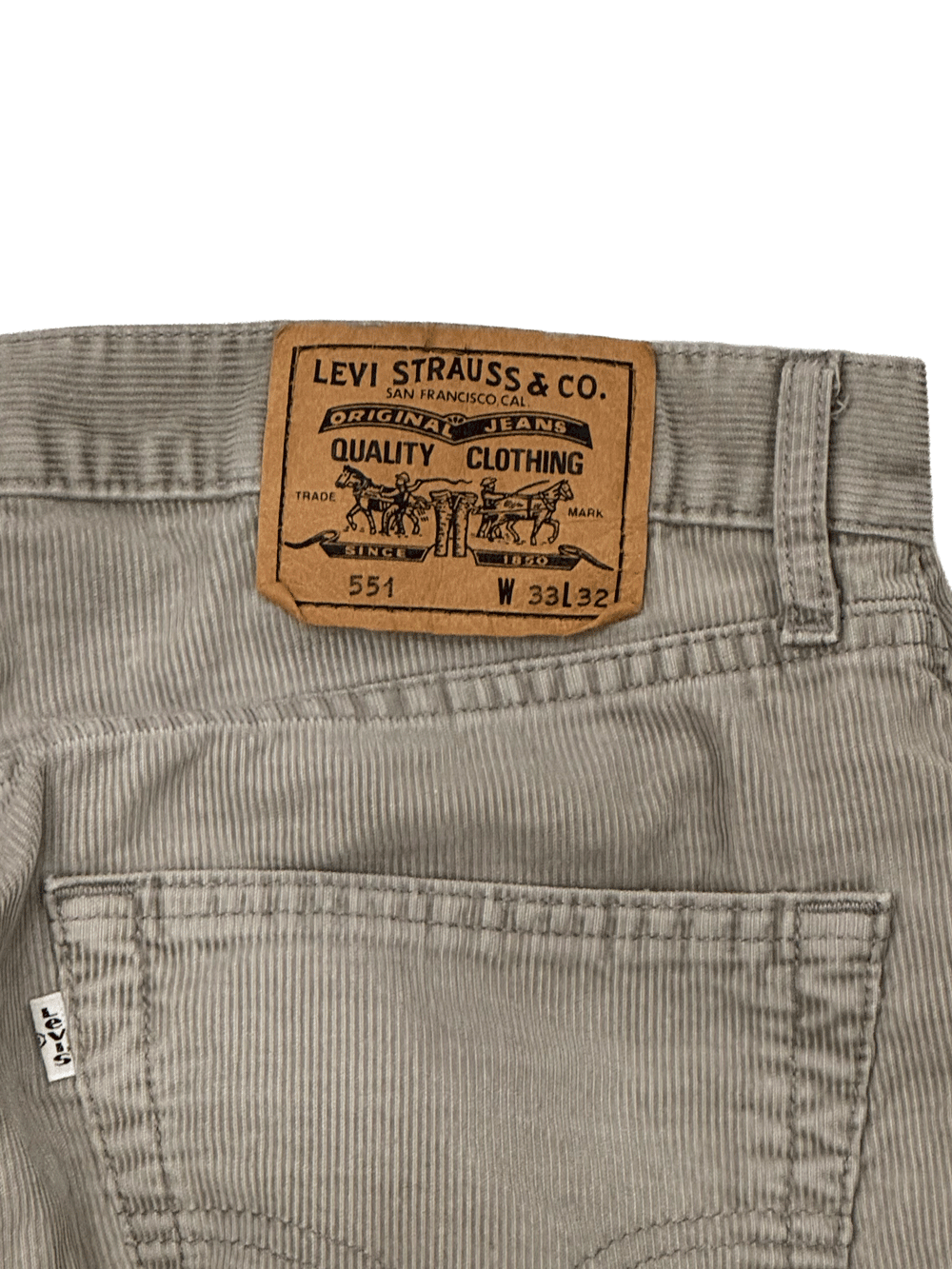 "Levi's 551" Straight Fit Light Grey Corduroy Pants