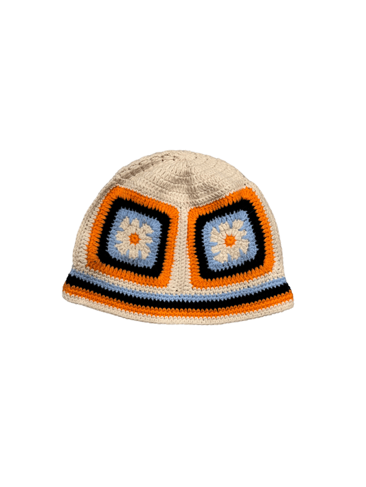 "Granny Square" Crochet Flower Knit Bucket Hat