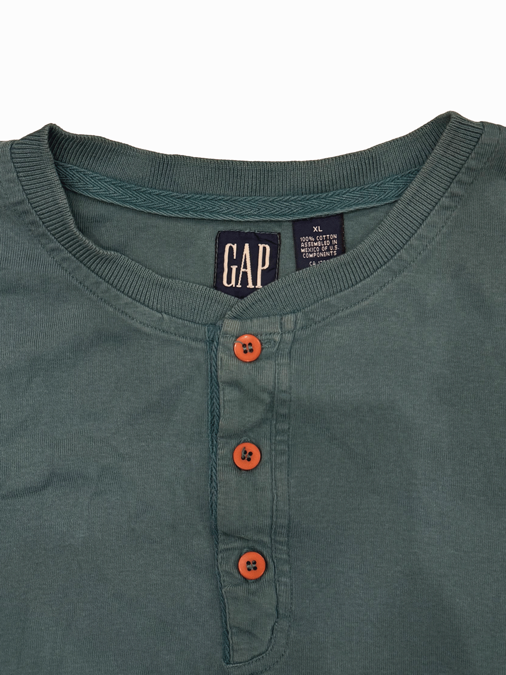 90'S "GAP"3-Button Henley Neck Long Sleeve T-Shirt