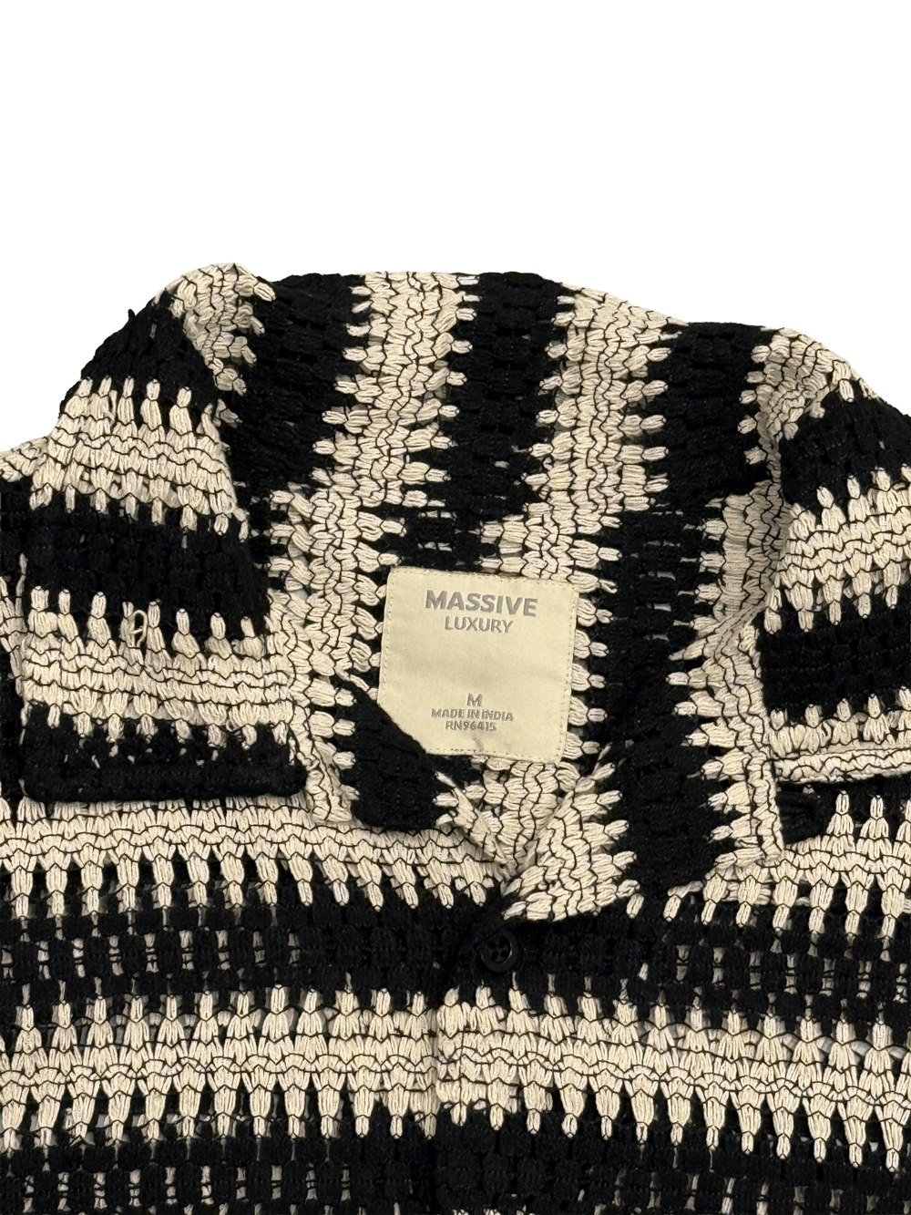 "MASSIVE LUXURY" Geometric Knit Pattern Shirt