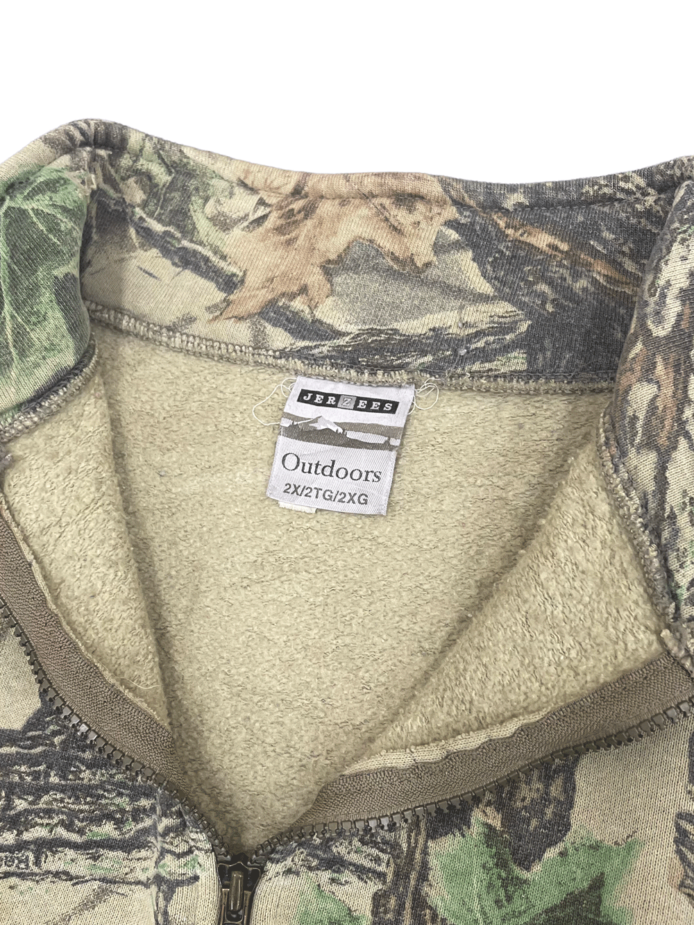 90'S JERZEES OUTDOORS REAL TREE CAMO HALF ZIP SWEAT