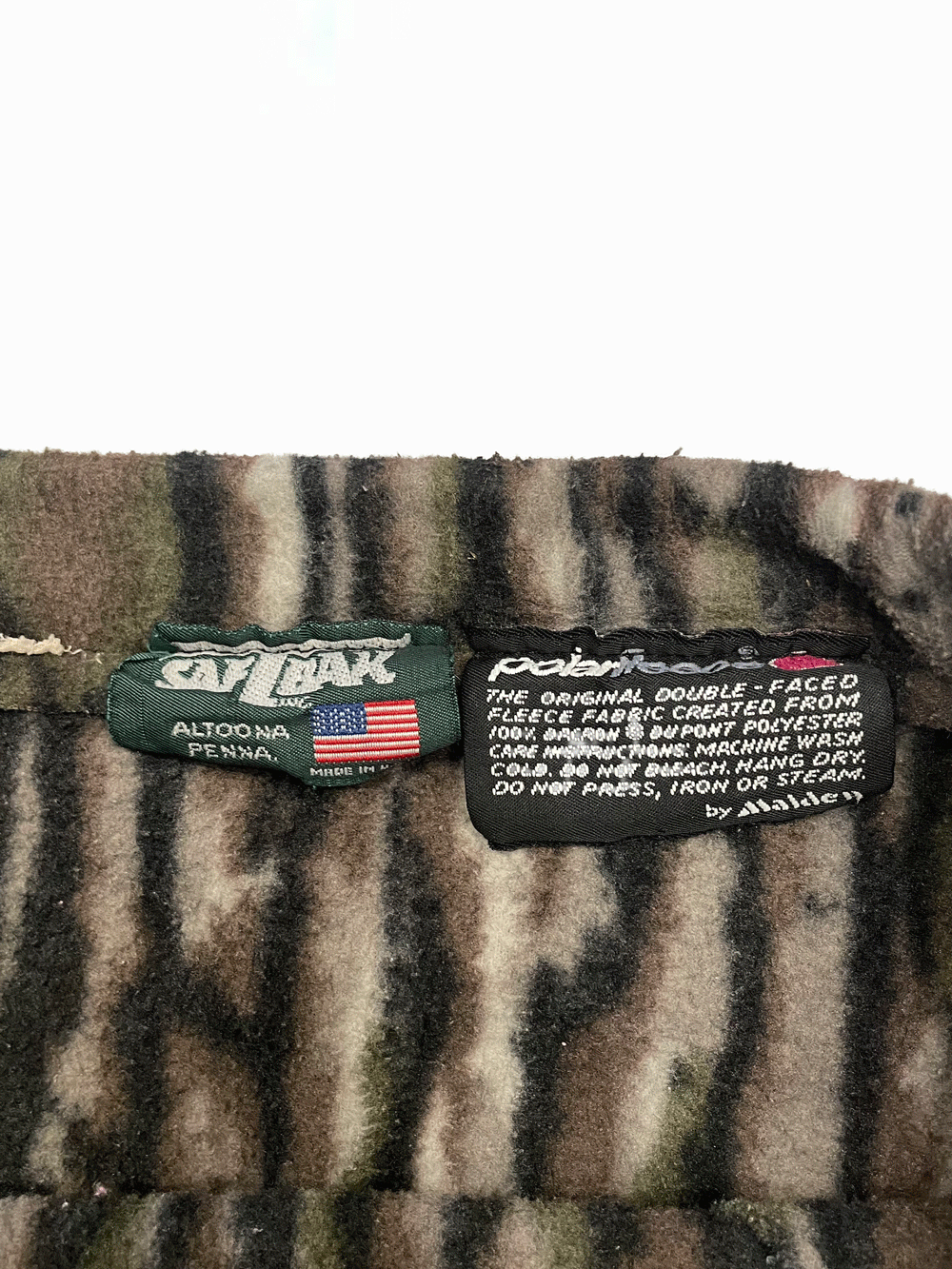 90's "SAFTBAK" USA Made Real Tree Camo Fleece Pants