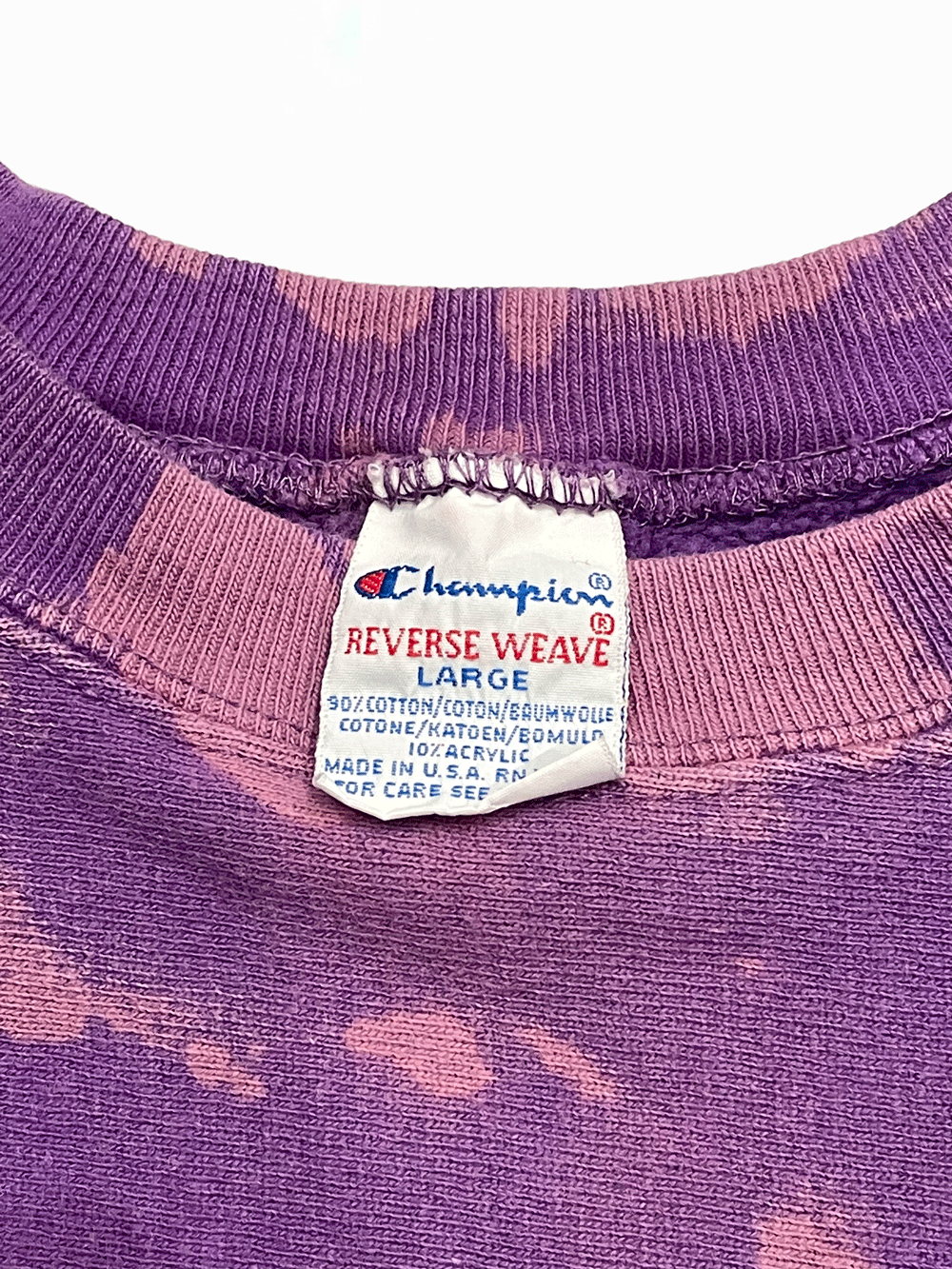 90'S "Champion" Reverse Weave Sweatshirt Purple Bleach