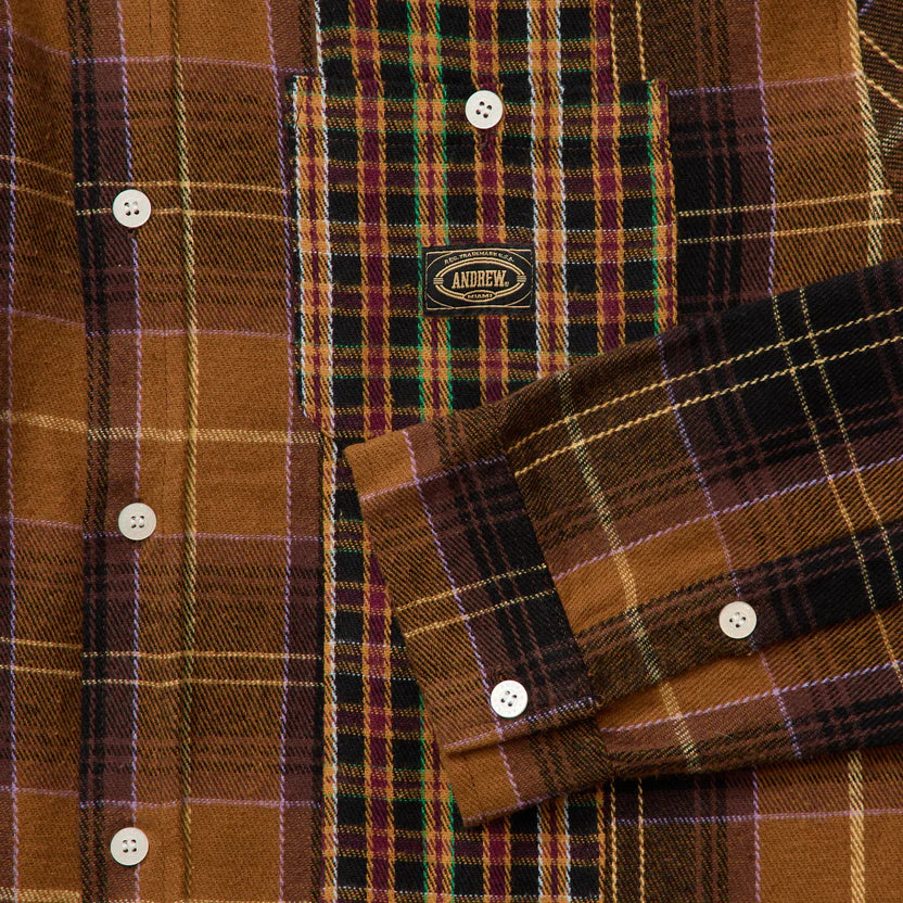 "Andrew Miami" Patchwork Flannel Shirt