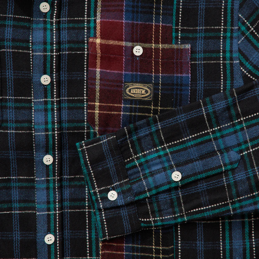 "Andrew Miami" Patchwork Flannel Shirt
