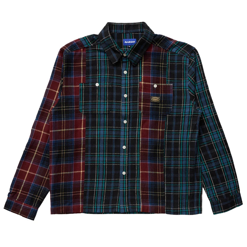"Andrew Miami" Patchwork Flannel Shirt