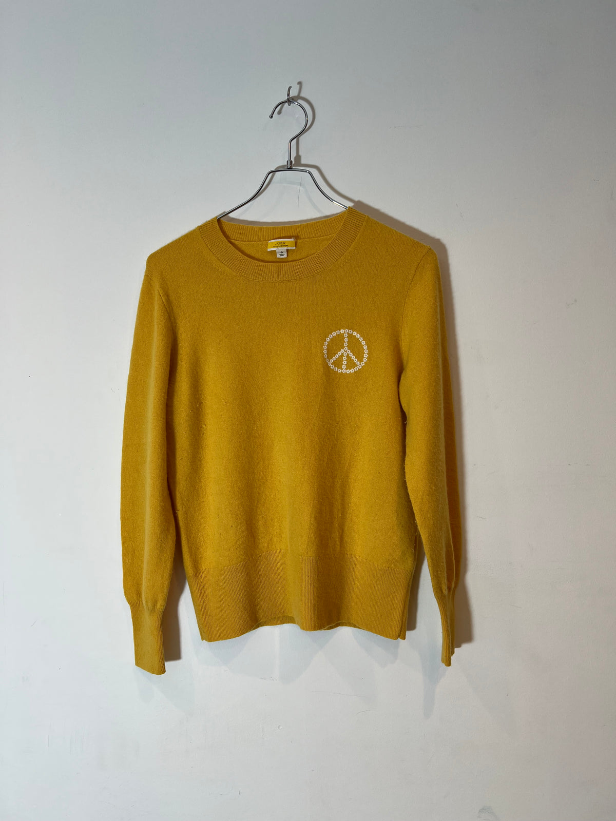 "J.Crew"Cashmere Peace Sign Floral  Sweater