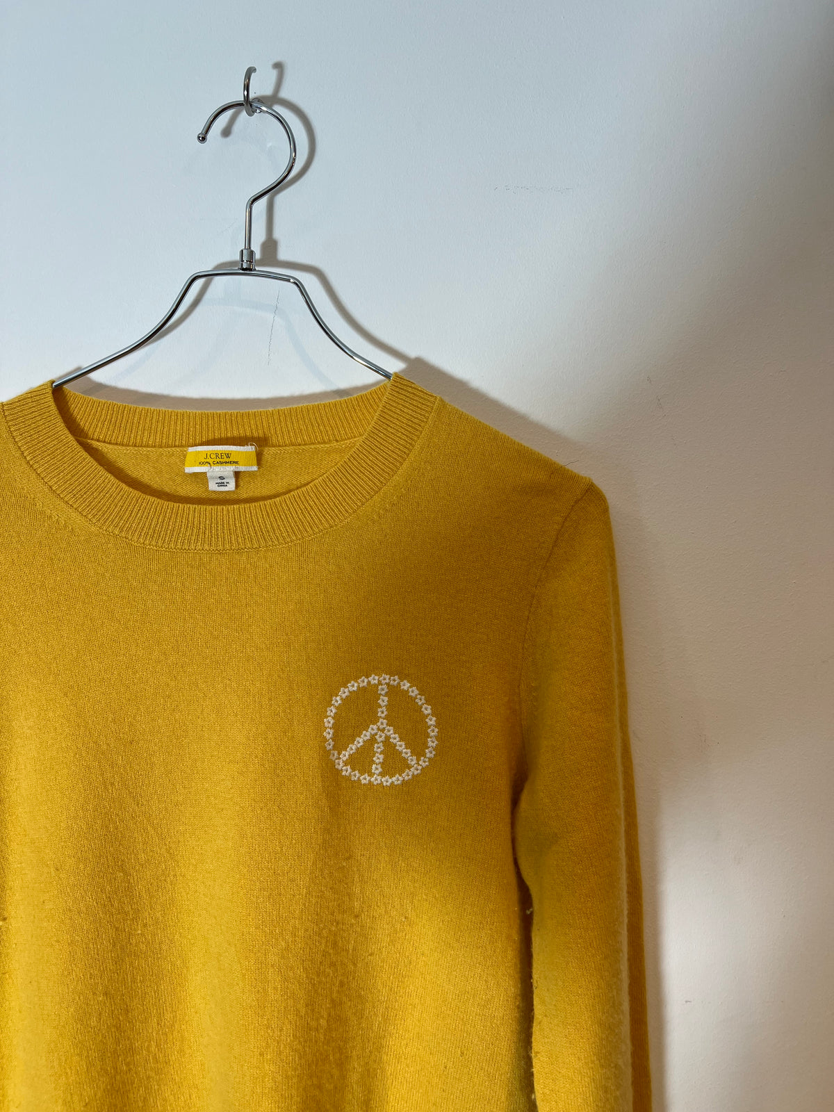 "J.Crew"Cashmere Peace Sign Floral  Sweater