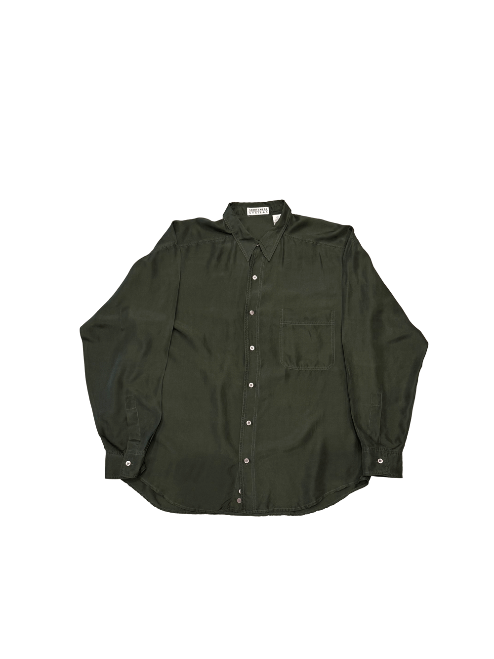 "SPORTSWEAR SYSTEMS" 100% Silk Olive Shirt