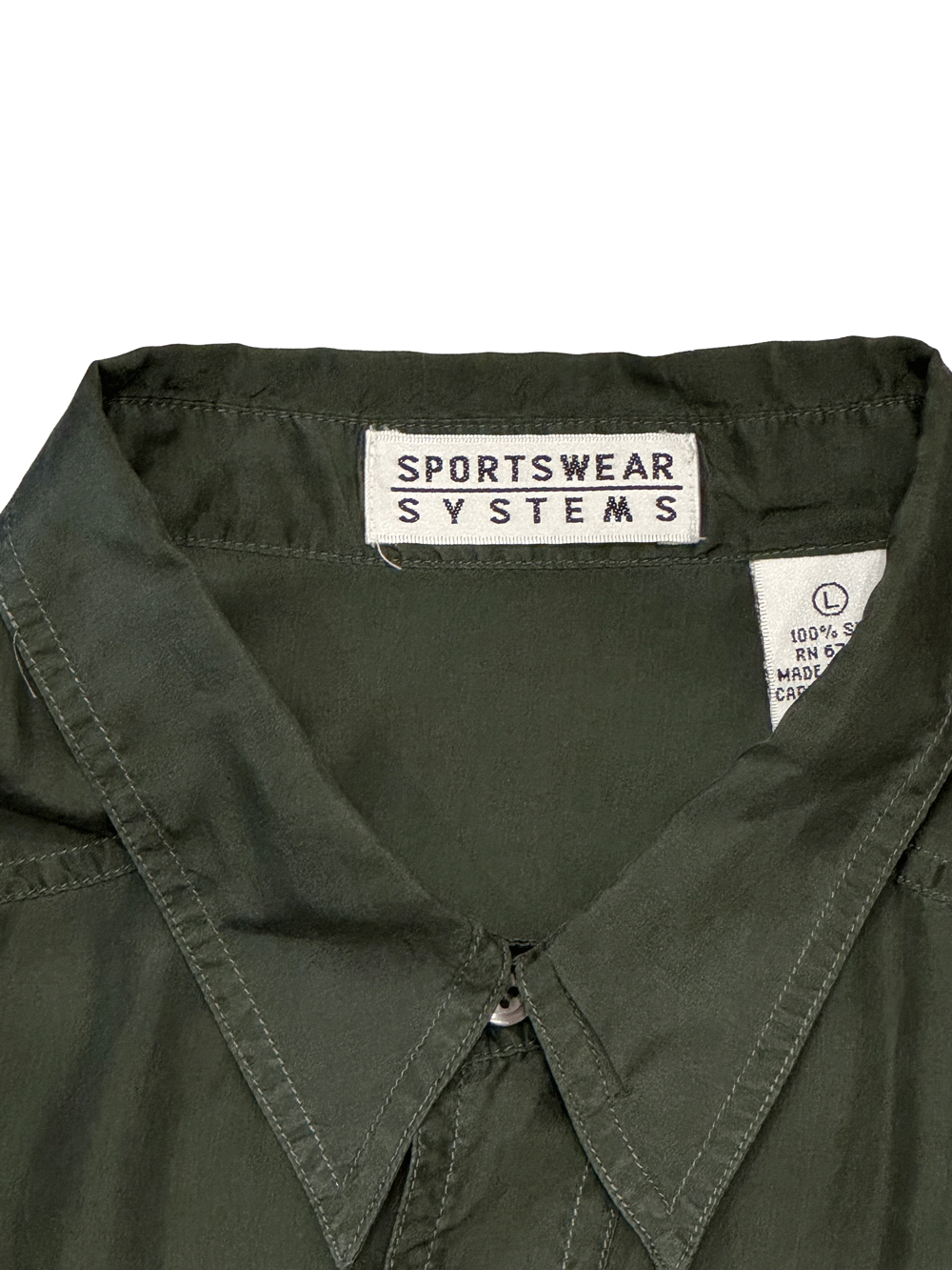 "SPORTSWEAR SYSTEMS" 100% Silk Olive Shirt