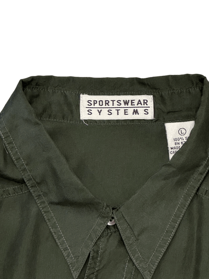 "SPORTSWEAR SYSTEMS" 100% Silk Olive Shirt