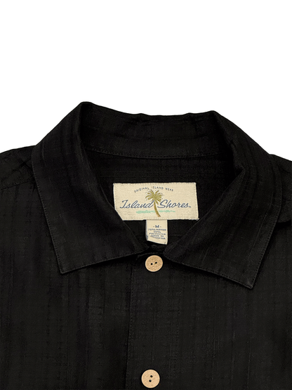 "Island Shores" Rayon Blend Black Open Collar Shirt