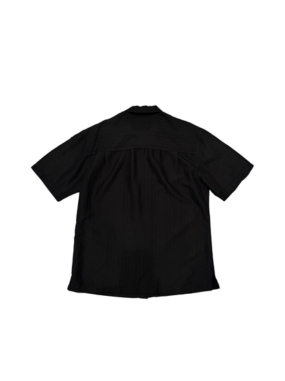 "Island Shores" Rayon Blend Black Open Collar Shirt