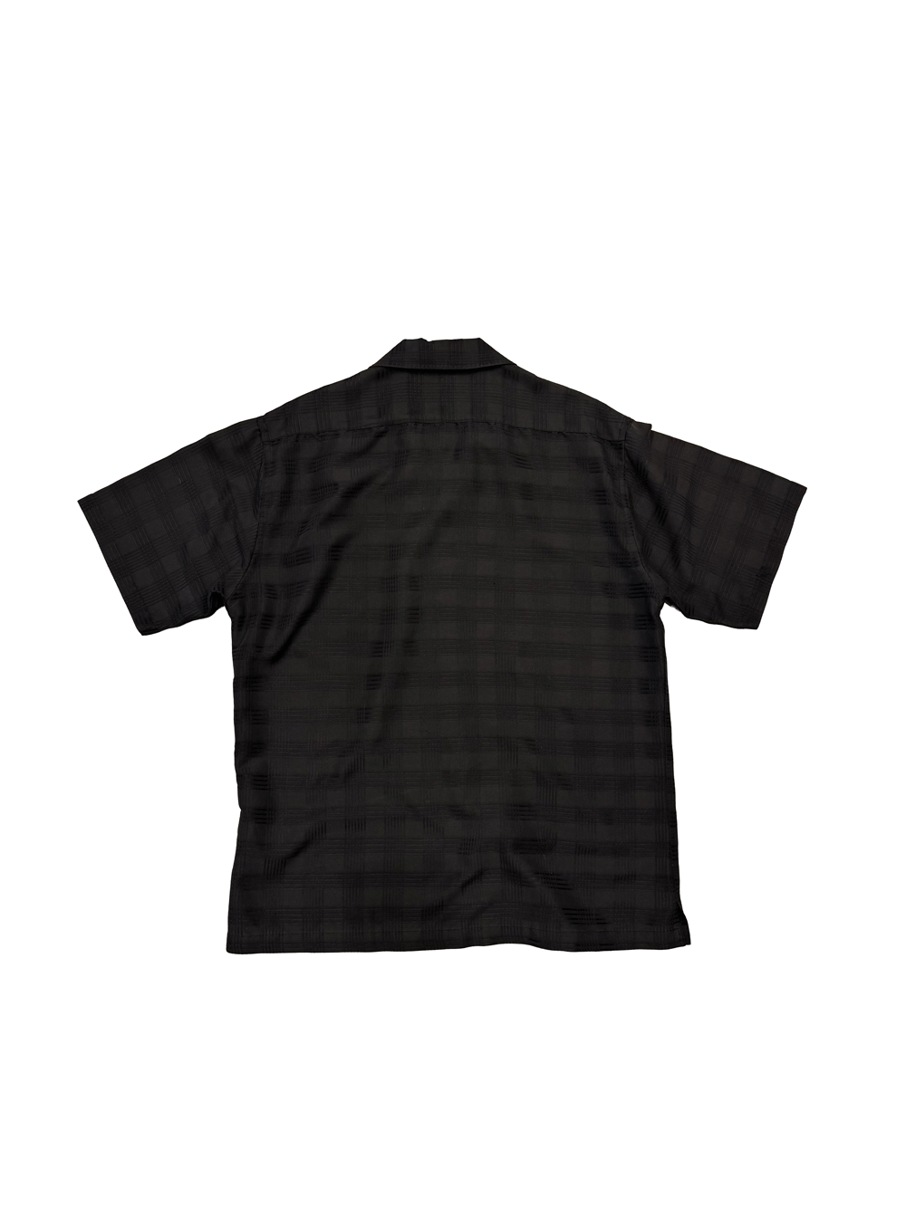 "Perry Ellis" Black Open Collar Plaid Shirt