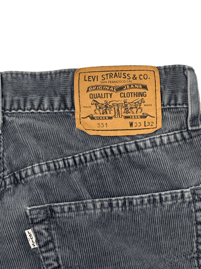 "Levi's 551" Straight Fit Charcoal Grey Corduroy Pants
