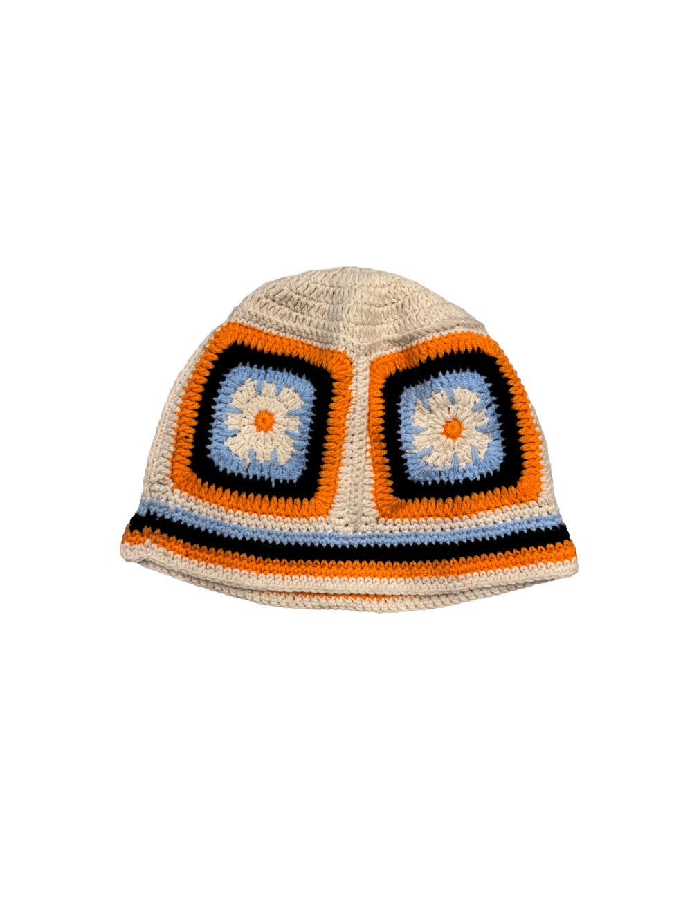 "Granny Square" Crochet Flower Knit Bucket Hat