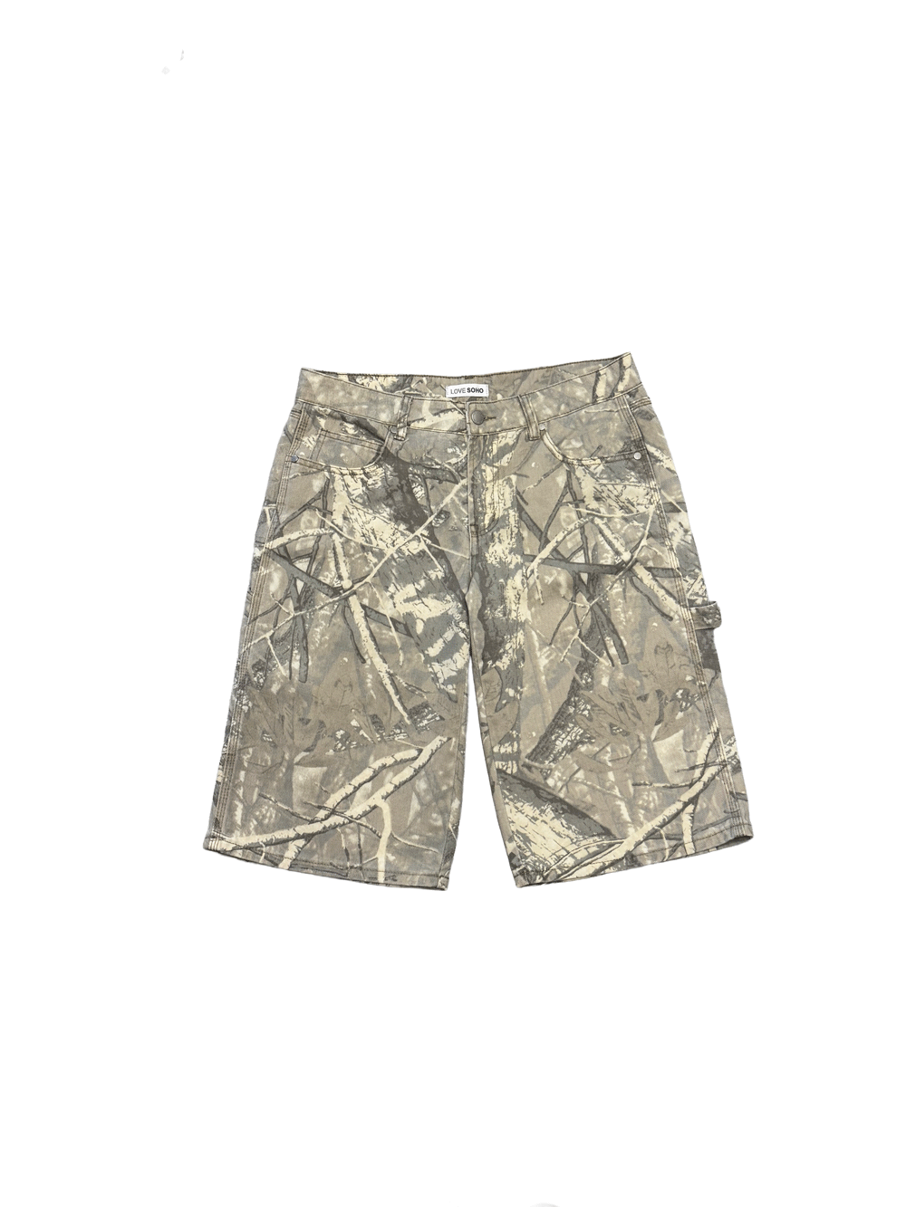 "LOVE SOHO" Real Tree Camo Multi-Pocket Painter Shorts