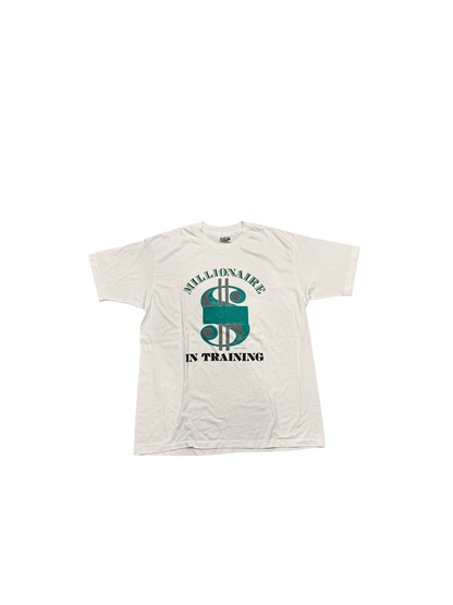 "MILLIONAIRE IN TRAINING" Vintage White Graphic T-Shirt