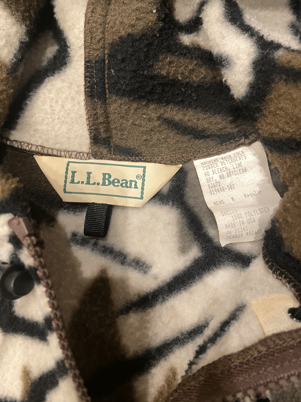 80'S "L.L.Bean" Predator Camo Fleece Zip-up Hoodie