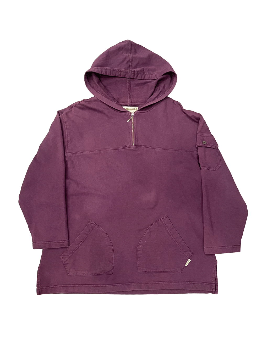 "one world" Pull-Over Half-Zip Hoodie