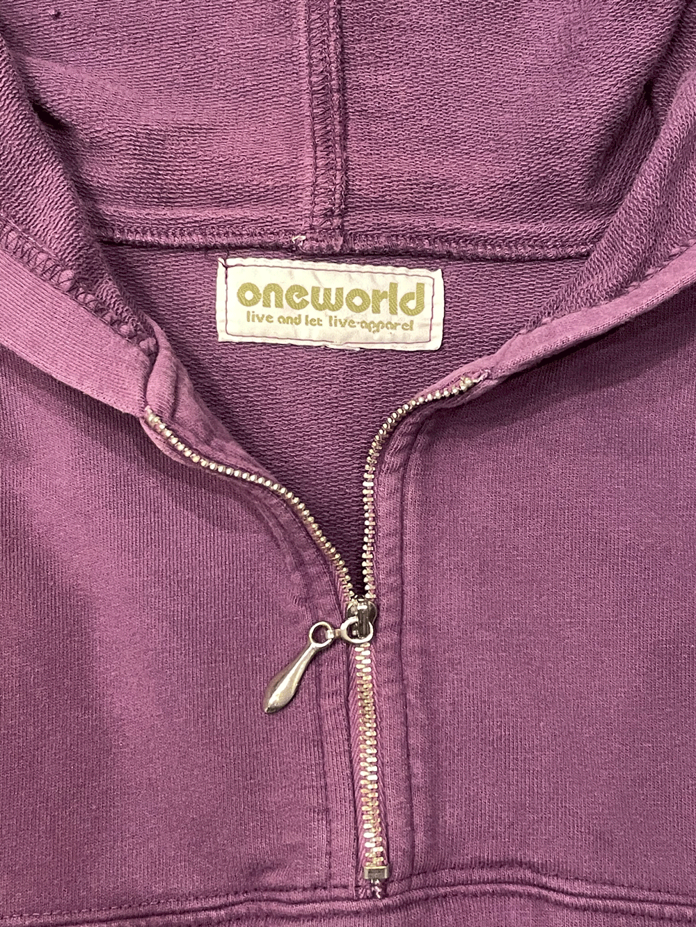 "one world" Pull-Over Half-Zip Hoodie