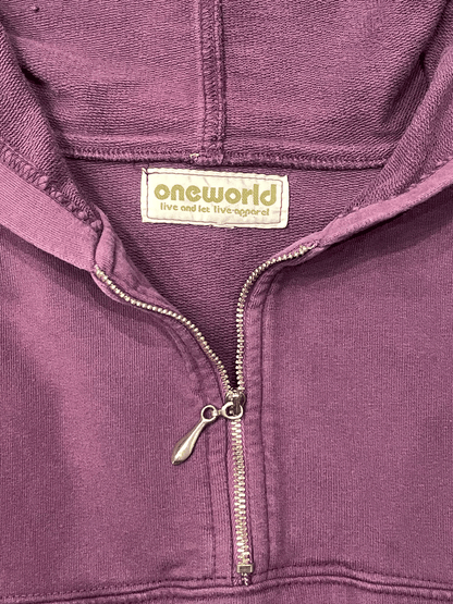 "one world" Pull-Over Half-Zip Hoodie
