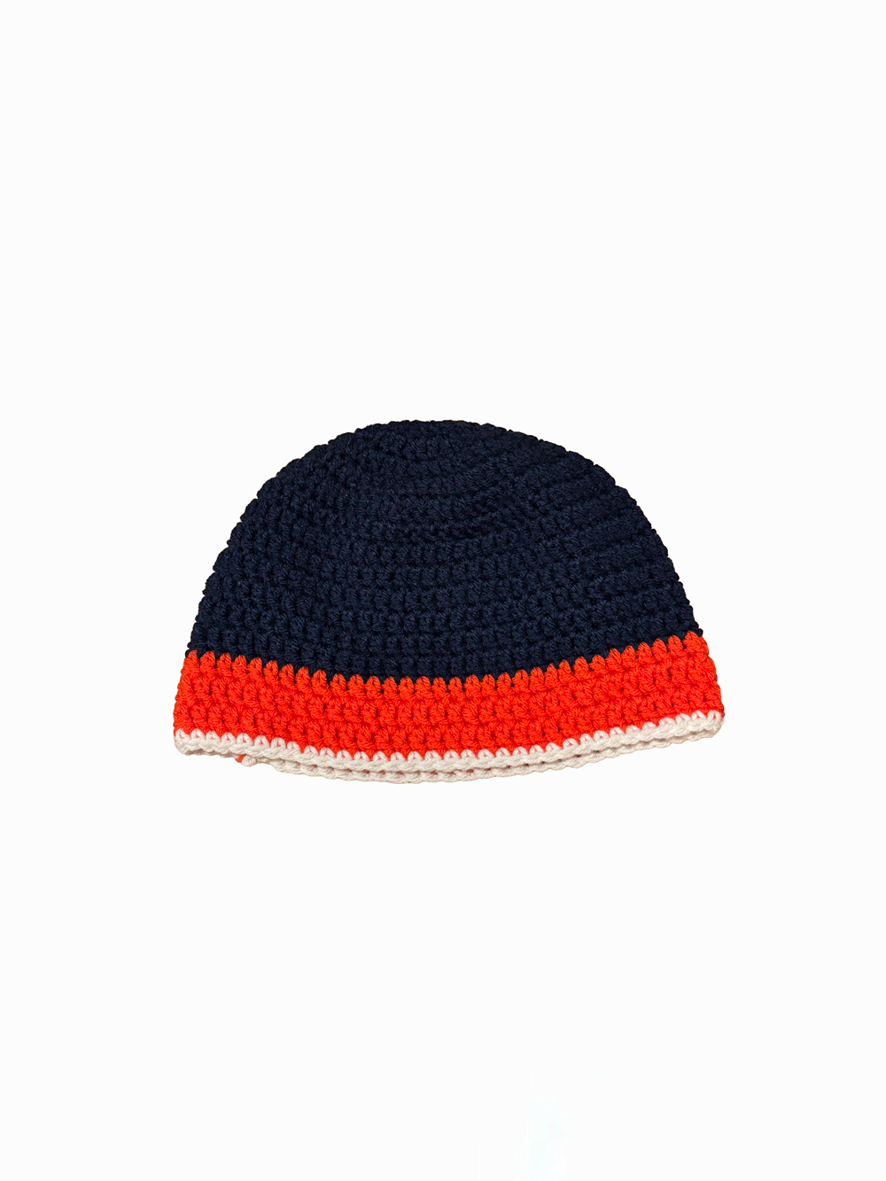 "Navy&Orange" Crochet Knit Bucket Hat