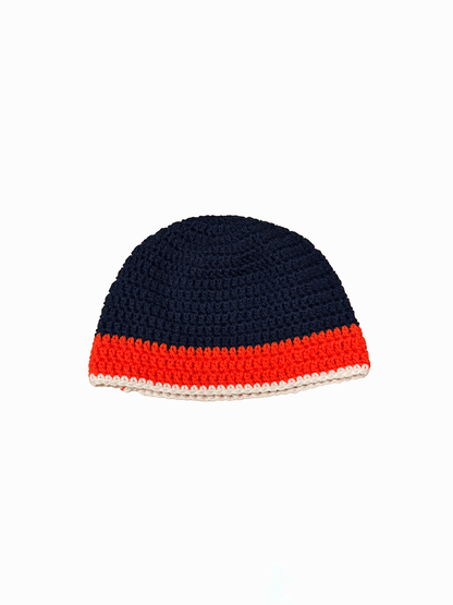 "Navy&Orange" Crochet Knit Bucket Hat