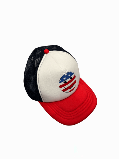 "Adult Patriotic"Smiley Face Trucker Hat