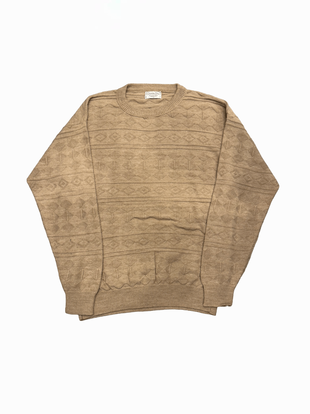 "Christian Dior" USA Made Geometric Pattern Knit Sweater
