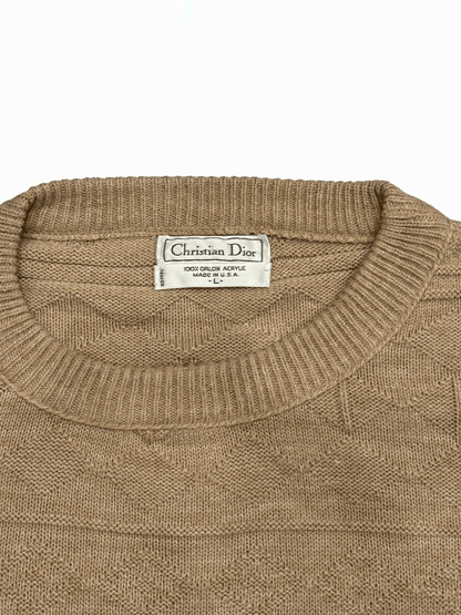 "Christian Dior" USA Made Geometric Pattern Knit Sweater