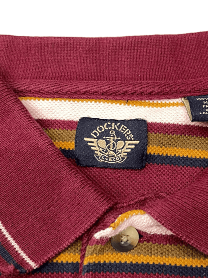 90's "DOCKERS" L/S Striped Polo Shirt