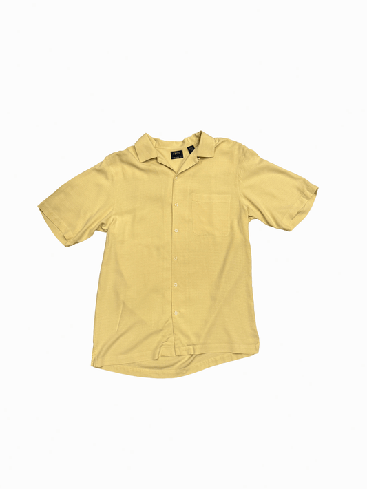 "IZOD" Washable Silk Yellow Open Collar Shirt