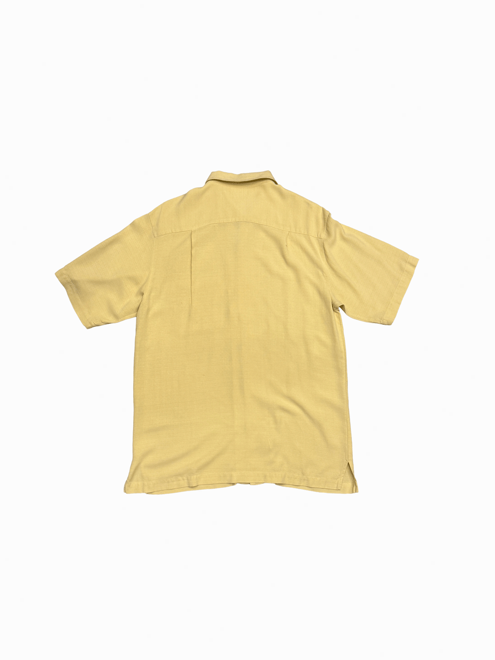 "IZOD" Washable Silk Yellow Open Collar Shirt
