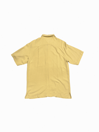 "IZOD" Washable Silk Yellow Open Collar Shirt