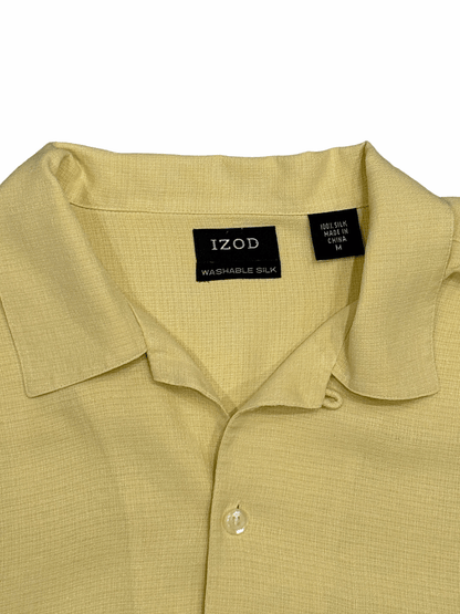 "IZOD" Washable Silk Yellow Open Collar Shirt