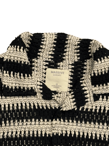 "MASSIVE LUXURY" Geometric Knit Pattern Shirt