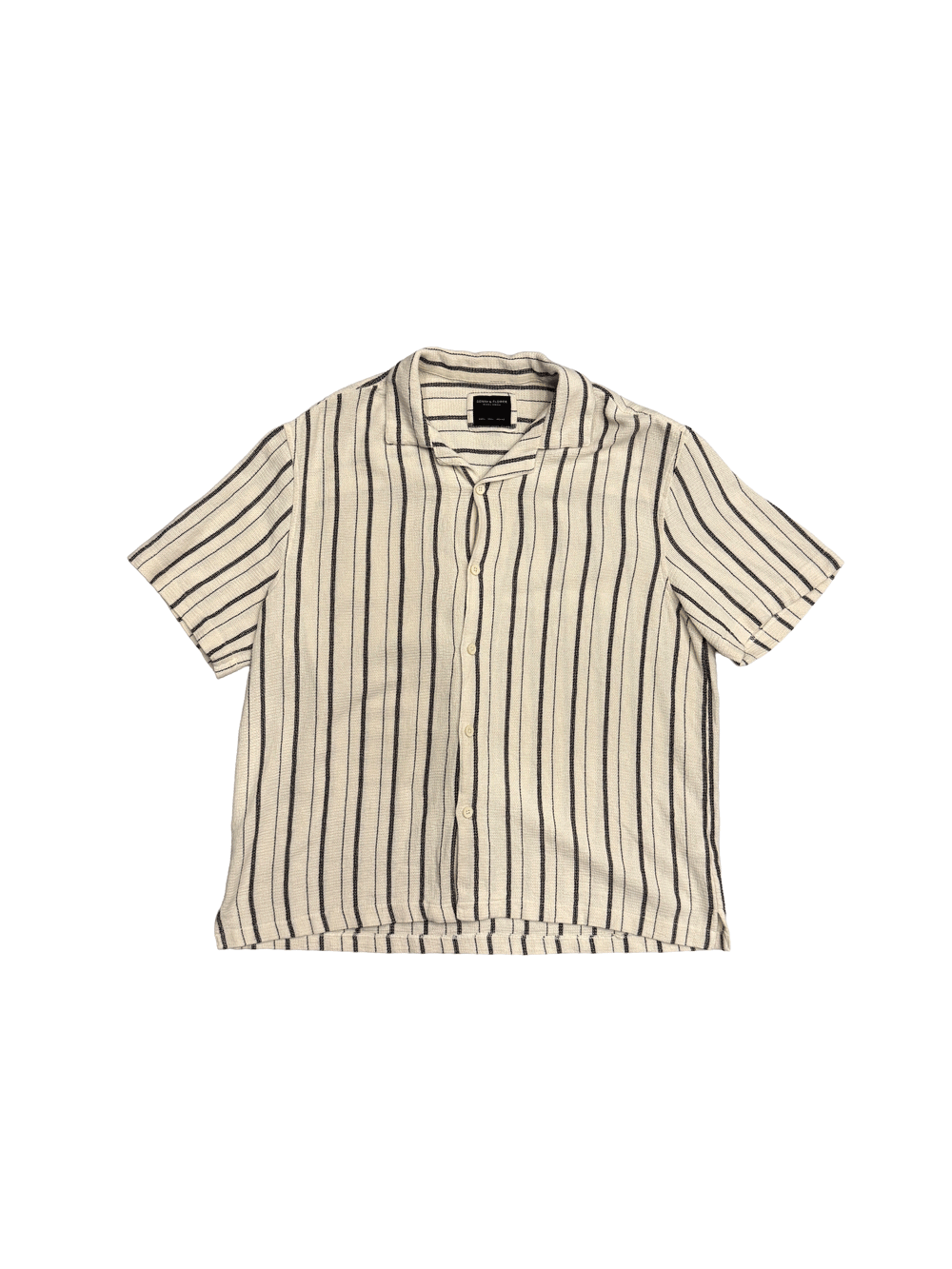 "DENIM & FLOWER" Texture Stripe Open Collar Shirt