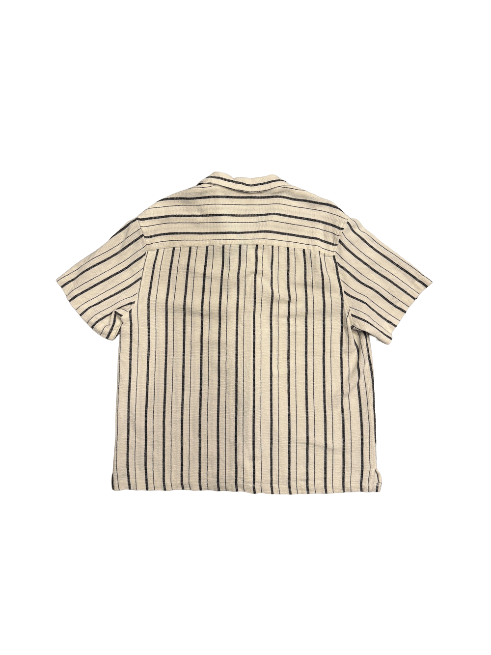 "DENIM & FLOWER" Texture Stripe Open Collar Shirt
