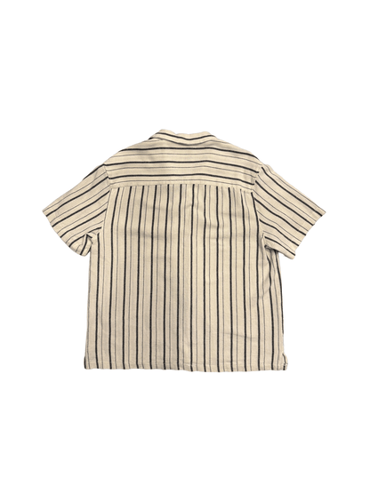 "DENIM & FLOWER" Texture Stripe Open Collar Shirt