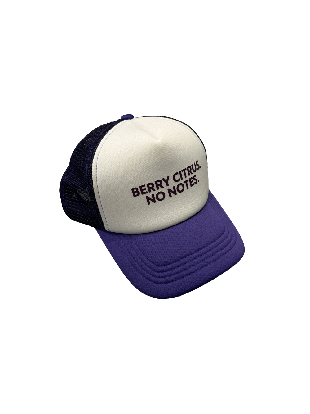 "BERRY CITRUS. NO NOTES." Message Print Mesh Cap