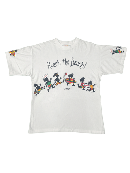 90'S RED STRIPE"REACH THE BEACH" JAMAICA  T-SHIRT