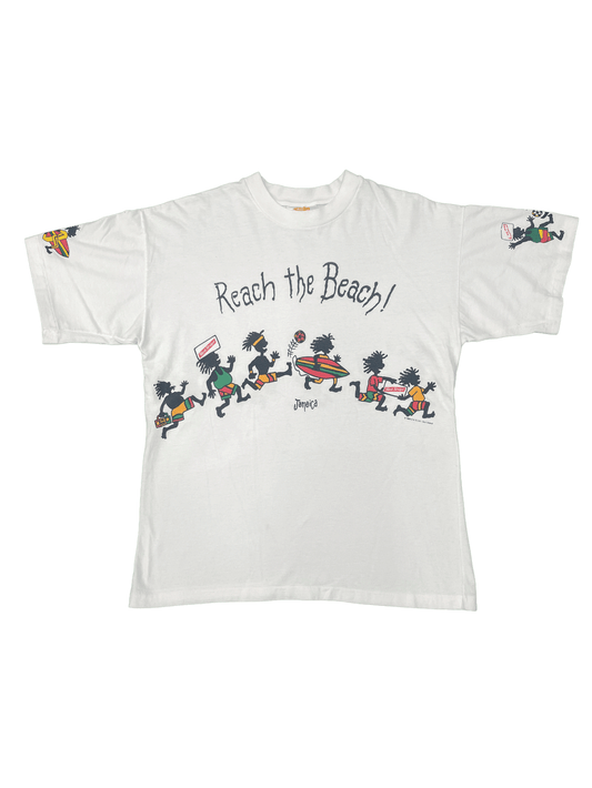 90'S RED STRIPE"REACH THE BEACH" JAMAICA  T-SHIRT