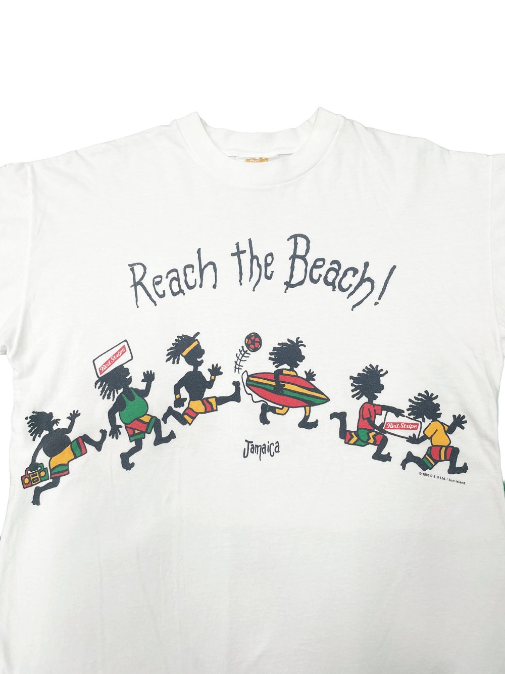 90'S RED STRIPE"REACH THE BEACH" JAMAICA  T-SHIRT
