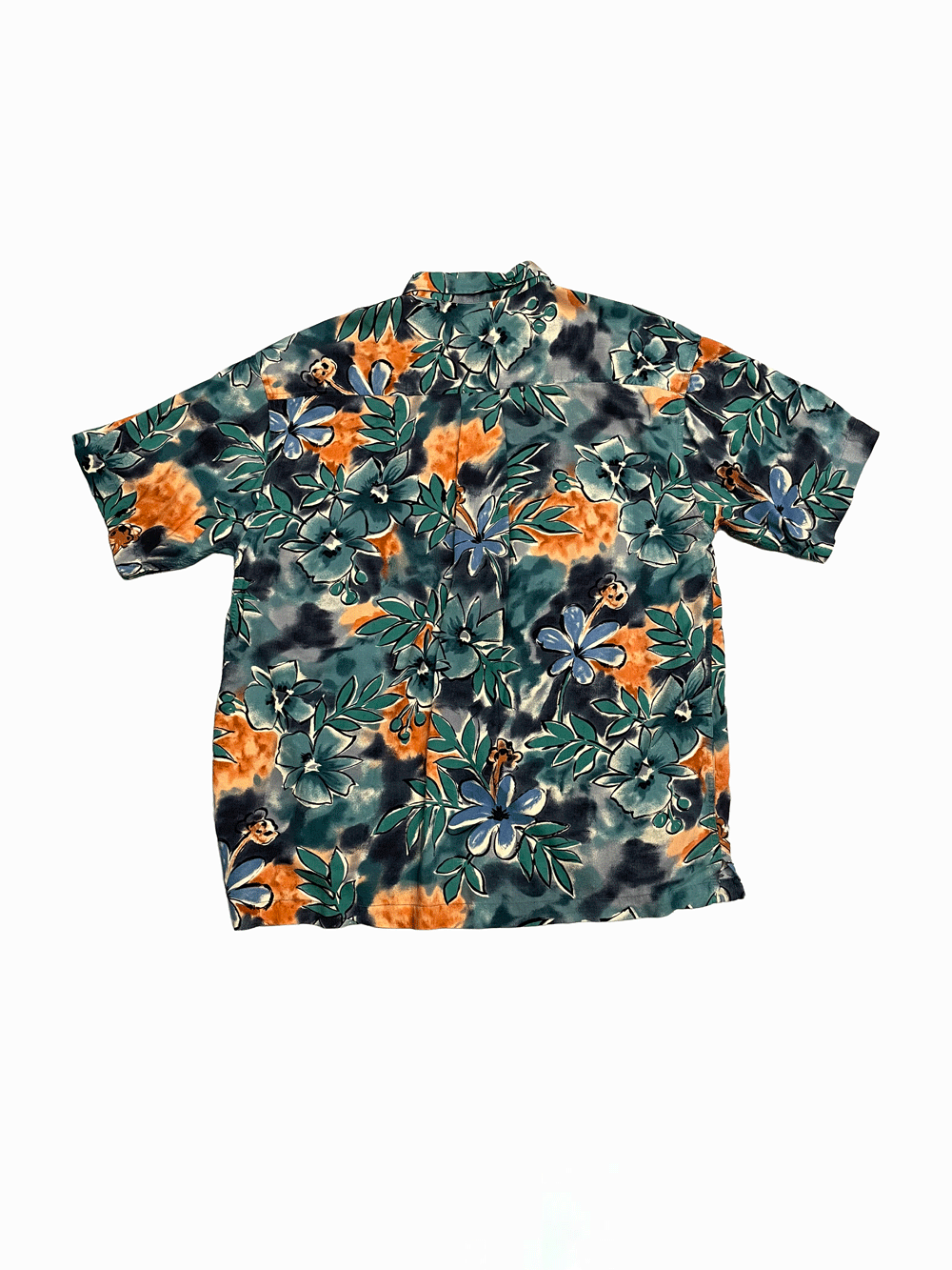 "M.E. SPORT" Botanical Pattern Rayon Aloha Shirt