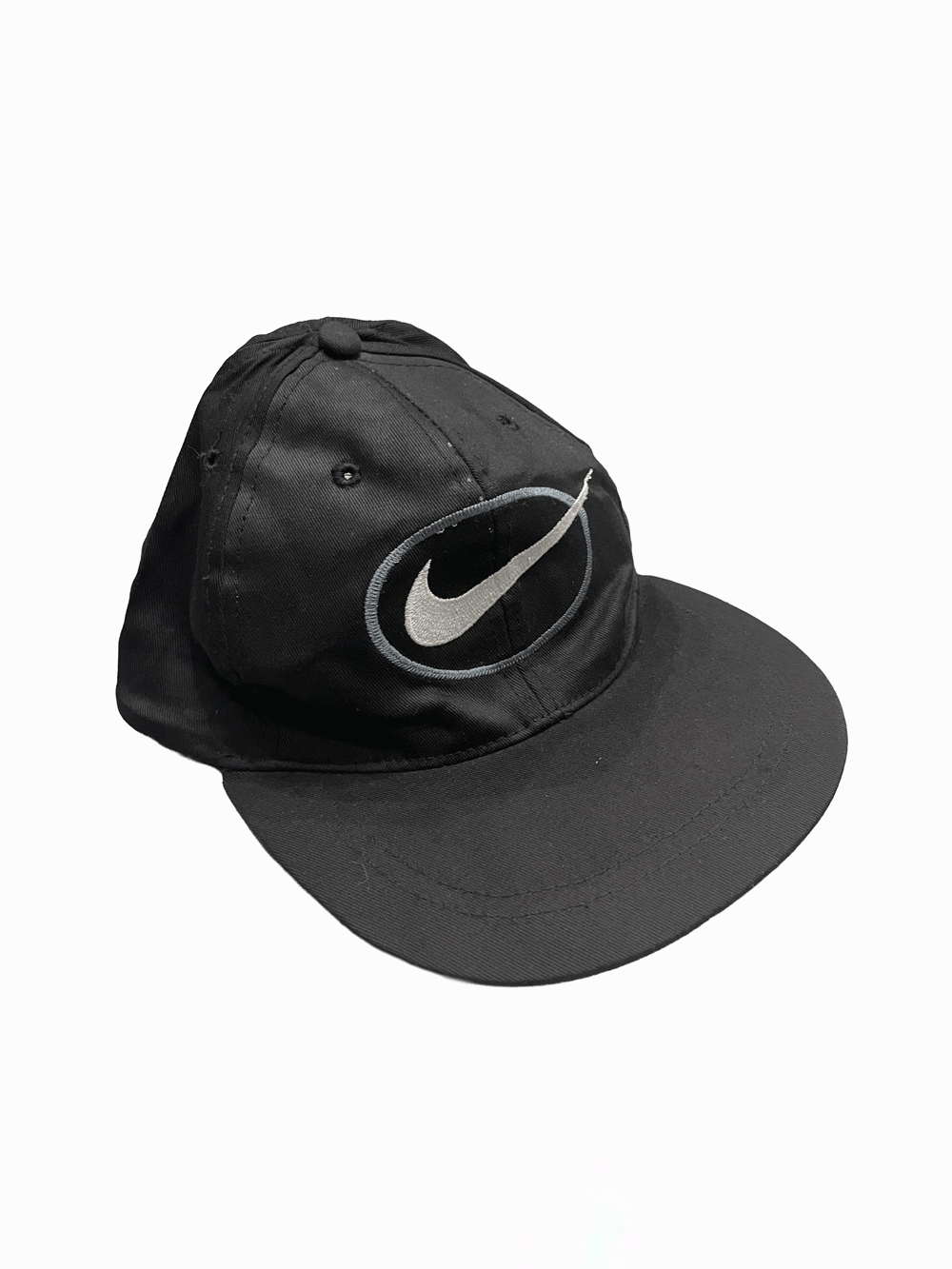 "NIKE" Vintage Oval Swoosh Black Cap