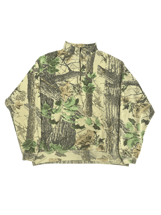 90'S JERZEES OUTDOORS REAL TREE CAMO HALF ZIP SWEAT