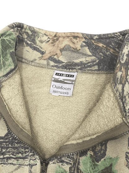 90'S JERZEES OUTDOORS REAL TREE CAMO HALF ZIP SWEAT