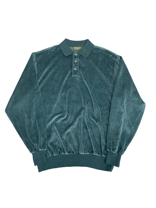 Norm Thompson VELOUR HALF BUTTON PULL OVER