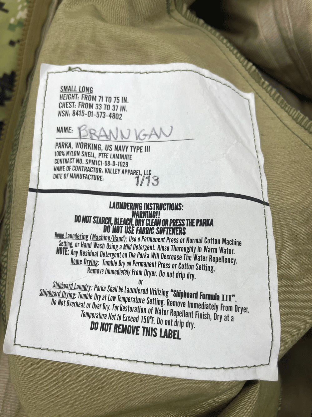 00'S U.S.NAVY NWU TYPEⅢ AOR2 GORE-TEX PARKA